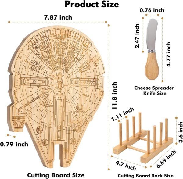 Bamboo Engraved Cutting Board Set, Handmade Bamboo Cutting Board with Holder, Wood Charcuterie Board with Cheese Knives, Kitchen Chopping Boards for Dad, Unique Christmas Gifts for Men - Image 5