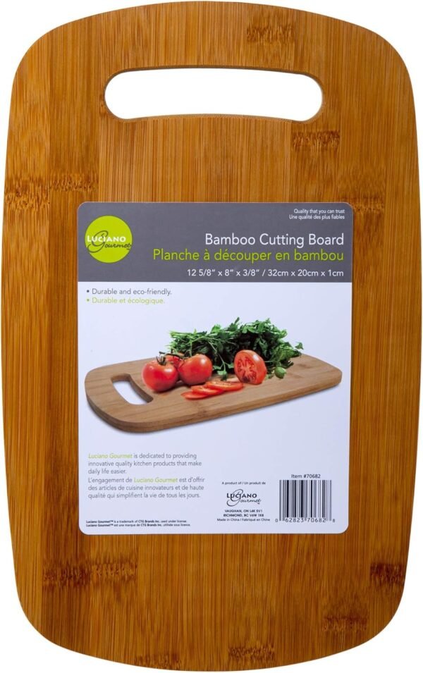 Luciano Housewares, Beige Classic Bamboo Cutting Board, 12.6 x 7.87 inches, 12.75 x 7.87