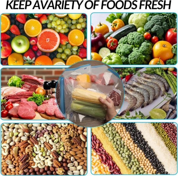 Sous Vide Bags 28Pcs, BPA Free Reusable, with Air Valve, Double-Layered Food Storage for Cooking, Food Storage, and Microwave Heating. 3 Size 21 Vacuum Zipper Bags, 2 Seal Clips, and 5 Air Valves. - Image 5
