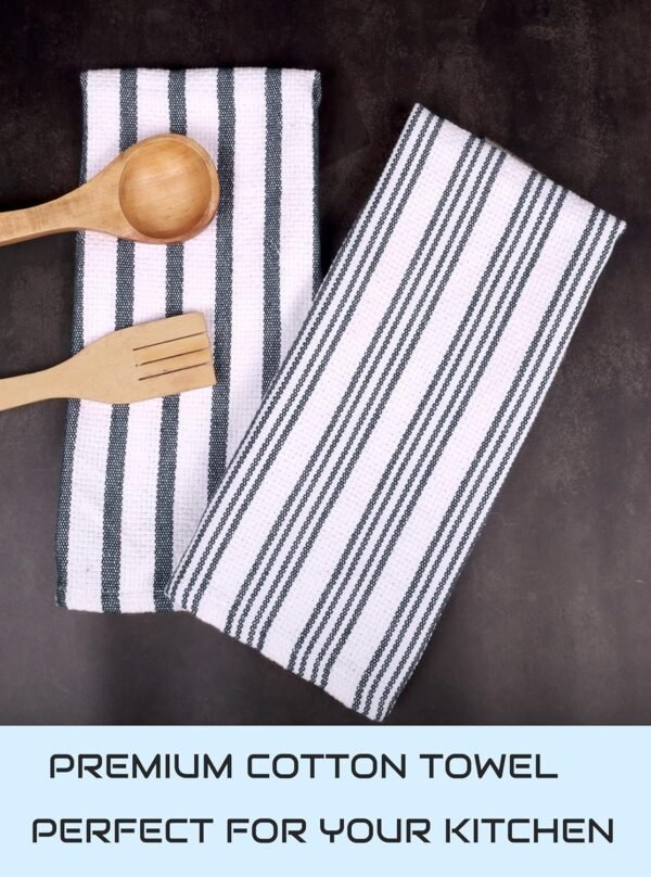 Kitchen Towels Set, Pack of 4 | 17 x 25 Inches | Super Soft and Absorbent Hand Towels |100% Cotton Dish Towel for Drying Dishes | Quick Drying Kitchen Towels Set | Blue - Image 3