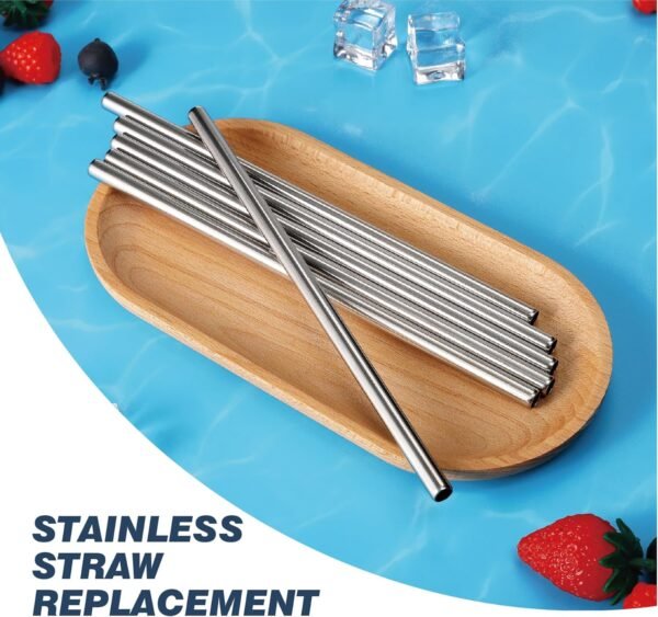 6 PCs Replacement Stainless Steel Straws for Stanley ice flow, 7.95 inch Reusable straw for Stanley Ice Flow 30oz with Cleaning Brush, Compatible with Stanley Flip Straw Tumbler (30oz) - Image 7