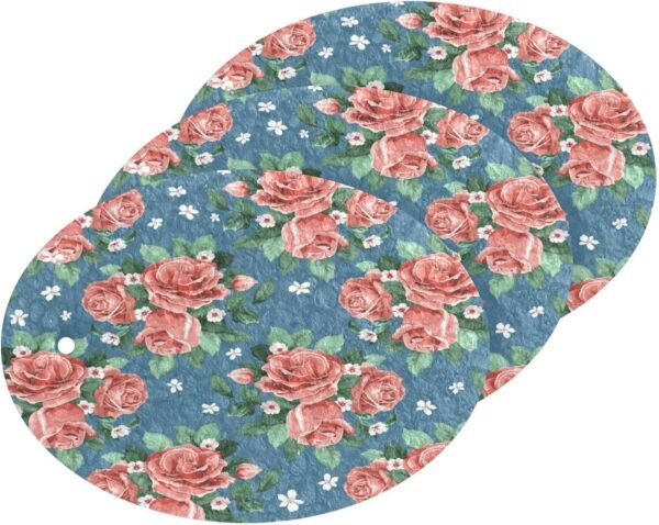 Rose Floral Kitchen Sponges Spring Summer Flower Cleaning Dish Sponges Non-Scratch Natural Scrubber Sponge for Kitchen Bathroom Cars, pack of 3
