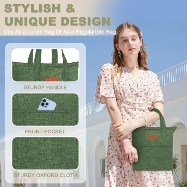 Lunch Box for Women, Lunch Bag for Women Men Adult Simple Lunchbox Reusable Insulated Lunch Boxes Large Capacity LunchBag, with Food Storage Bags for Work, Office or Picnic - Image 4