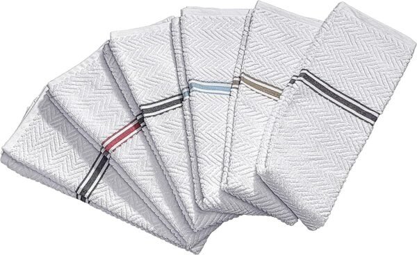 Fashion Flavor - Kitchen Terry Towel Set of 6 Large Size 16"x28". Highly Absorbent, Soft Yet Sturdy, Machine Washable and with a Convenient Hanging Loop
