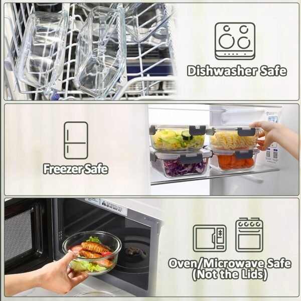 M MCIRCO 30 Pieces Glass Food Storage Containers with Snap Locking Lids,Glass Meal Prep Containers Set - Airtight Lunch Containers, Microwave, Oven, Freezer and Dishwasher - Image 4