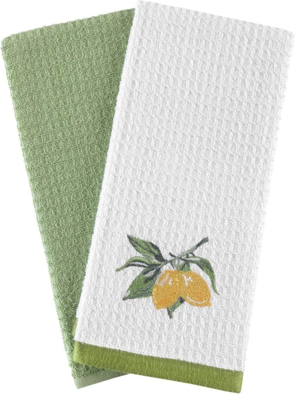 Kitchen Towels - Ultra Soft Cotton and Super Absorbent Dish Towels for Kitchen, Large Kitchen Towel 24x16 Inches, Natural Cotton Dish Towels Pack of 2 (Lemon)
