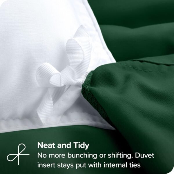 Bare Home 100% Organic Cotton Jersey Duvet Cover Set - Twin/Twin XL Size - Ultra Soft - 100% Cotton - 2pcs - Corner Ties - Button Closure - BedDuvet Cover & Pillow Shams (Twin/Twin XL, Forest Green) - Image 5