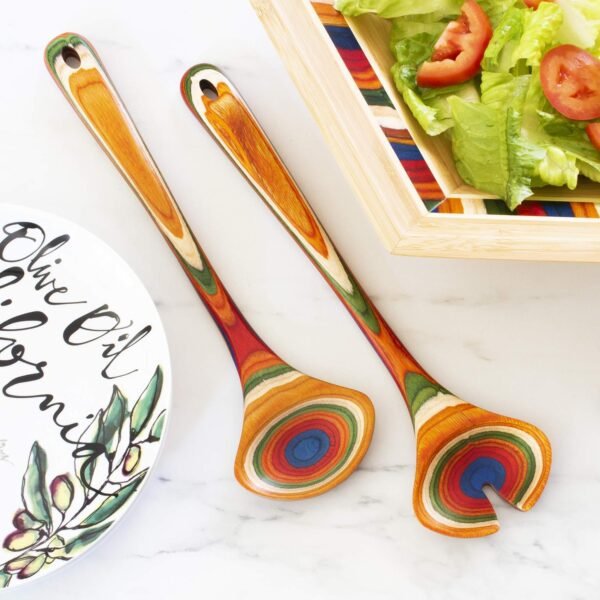 Baltique Marrakesh Collection Wooden Salad Serving Utensils Set, 11-3/4" Long - Image 3
