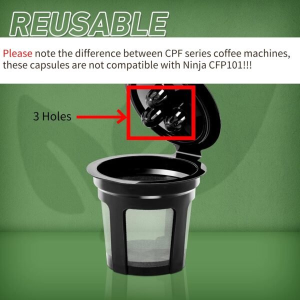 Reusable Coffee Pods for Ninja Dual Brew Coffee Maker, 3 Pack Reusable K Cups Coffee Filter for Ninja DualBrew Pro CFP301 CFP307 Coffee Maker - Image 2