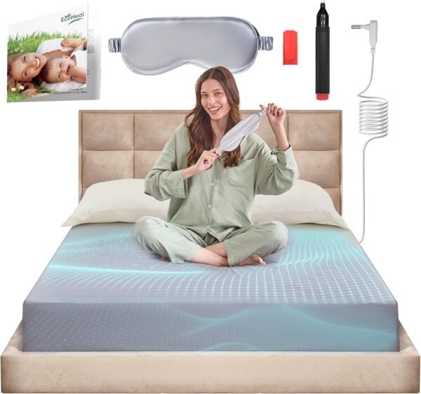 Earth Grounding Fitted Sheet King Size with 12% Silver Fiber & 4% Silk & 85% Organic Cotton - Sky Gray - Soft Earth Grounding Well Bed Sheets - Grounded Conductive Bed Sheets for Better Sleep