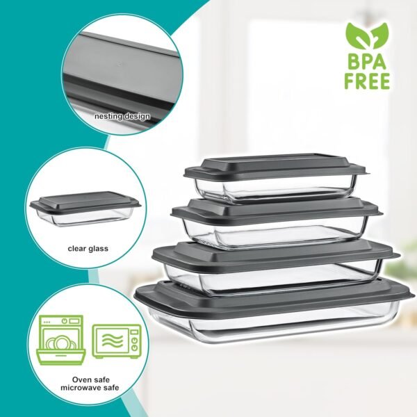 Sorbus Glass Meal Prep Containers - Premium Dishwasher & Oven Safe Food Storage Set | BPA-Free Airtight Glass Lunch Containers | Perfect for Meal Planning, Portion Control & Healthy Eating - Image 2