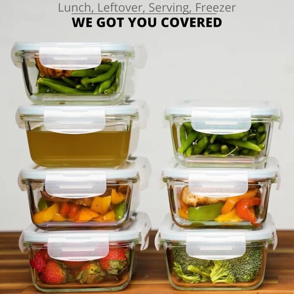 Glass Food Storage Containers with Lids 30 Oz 16 Pc (Set of 8) Airtight Large Reusable Leak Proof BPA Free Food Prep Containers Freezer to Oven Safe - Image 8