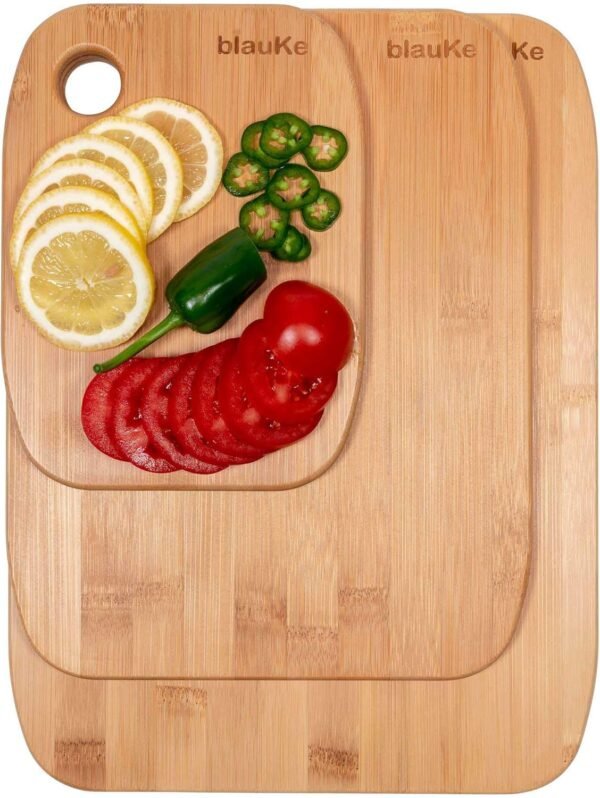 Wood Cutting Boards for Kitchen – Bamboo Cutting Board Set, Chopping Board, Serving Tray – Wooden Cutting Boards for Kitchen – BlauKe®