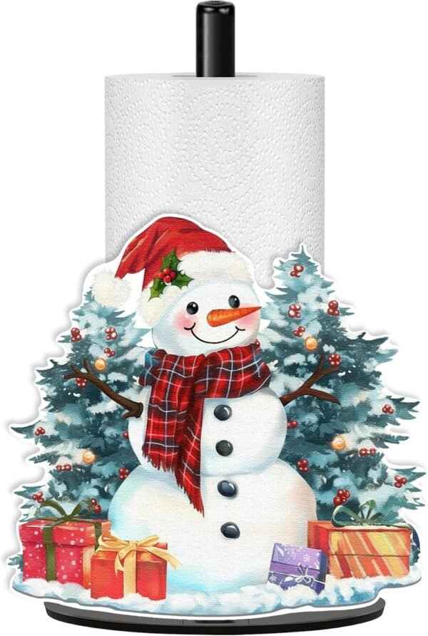 Snowman Paper Towel Holder, Christmas Decoration for Kitchen Home Bathroom, Metal Stand Paper Towel Holder Stand Large, Fall Towels Paper Holder for Countertops Farmhouse Decor