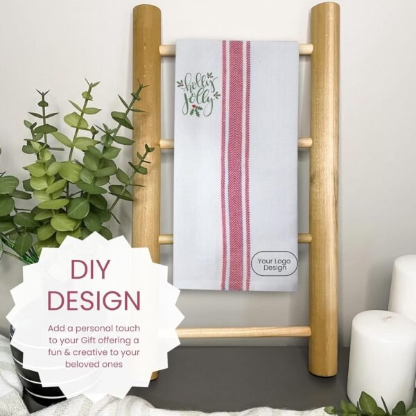 WHITEWRAP Kitchen Towels | Cotton Dish Towels for Drying Dishes| Absorbent Kitchen Dish Towels, Dish Cloths| Tea Towels for Embroidery |6 Pack (Red Stripes) - Image 6