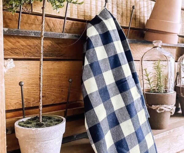 Buffalo Plaid Kitchen Towels Set of 3 - Blue Gingham Kitchen Towels, Hanukkah Towels Kitchen, Cotton Dish Towels - Navy Blue Cotton Kitchen Towels - Farmhouse Kitchen Towels (18x28) - Image 6