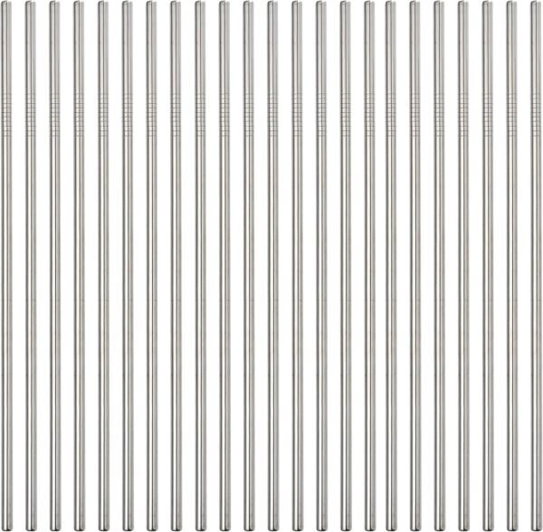 Reusable Metal Straw 50Pcs In Bulk.265mm Reusable Stainless Steel Straight Straws.NiceCaTeLe Drinking Straws Wholesale for 30 oz & 20 oz Tumblers Yeti Water Bottle(10.5" - Silver, 50pcs - Straight)