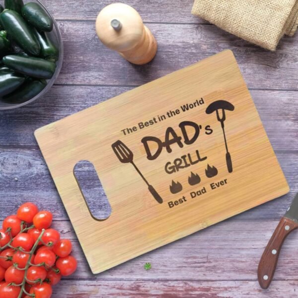 Christmas Gifts for Dad, Dad Gifts, Birthday Gifts for Dad, Bamboo Cutting Board Gift for Father, Dad Gifts from Daughter Son for Christmas - Father's Day - Birthday, 11.8’’L x 8.7’’W x 0.4’’Th - Image 2