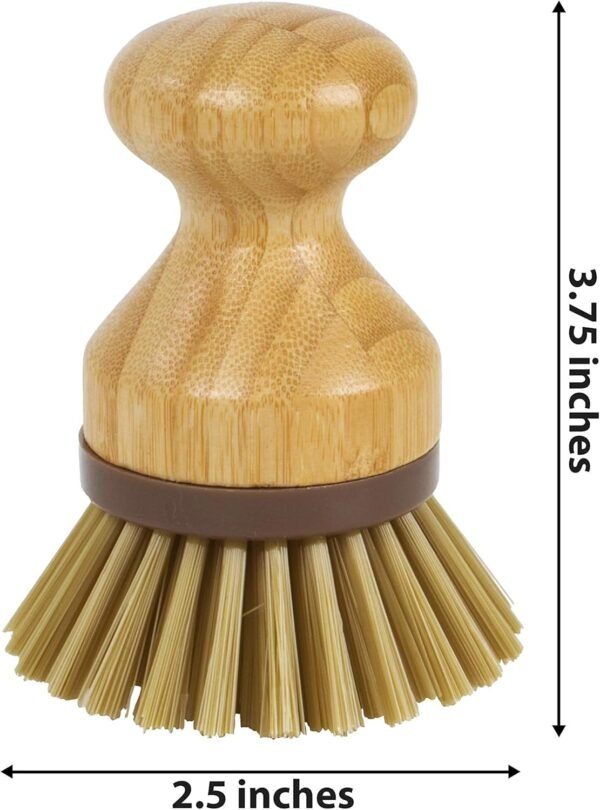 Bamboo Naturals Mini Scrub Brush, Made of Sustainable Bamboo and Recycled Plastic, Scrub Pots, Pans, Vegetables, and More, Pack of 2 - Image 2