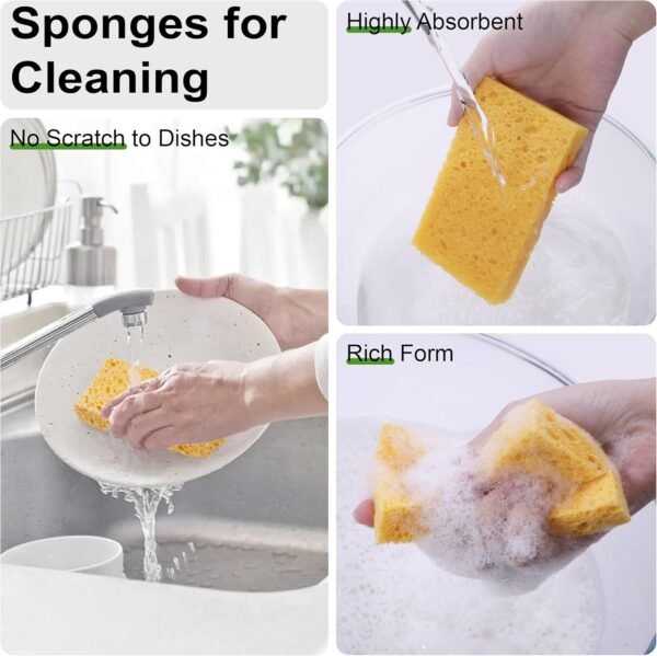 15 Pcs Cellulose Sponges Kitchen, 5 Colors Non-Scratch Colorful Sponges, Biodegradable Compressed Sponges, Large Cellulose Sponge for Kitchen, Bathroom, Cars, Funny Cut-Outs DIY - Image 4