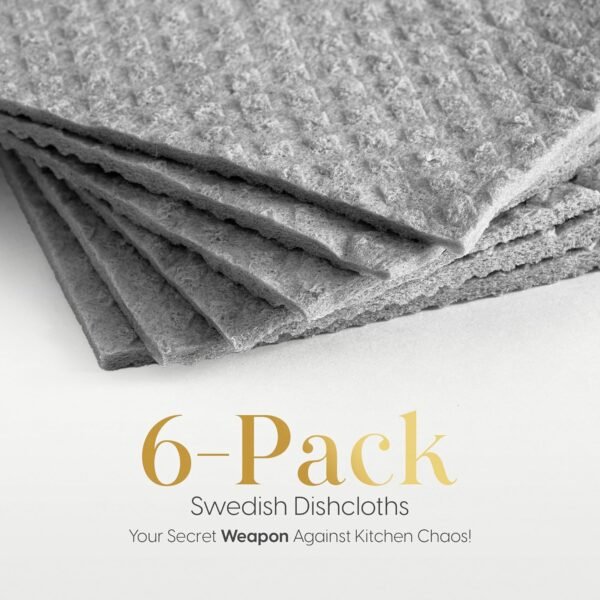 Swedish Dishcloths for Kitchen 6 Pack, Eco Friendly Reusable Paper Towels, Cellulose Sponge Cleaning Cloths, Swedish Dish Cloths for Washing Dishes from - Image 7