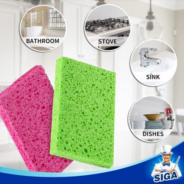 MR.SIGA Scrub Sponges, Non-Scratch Sponges for Dishes, Kitchen Sponge Dish Scrubber, 12 Pack - Image 3