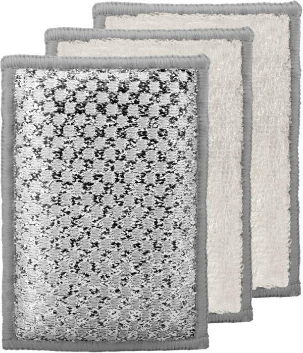 OGGI Bambou Odor-Free Scrubbing Sponges - Natural Scrub Sponges for Dishes, 91% Bamboo-Derived Rayon Cellulose Fiber, Reusable, Absorbent, Durable Scrubbers, Non-Scratch, Washable - 3 pcs, 7x4