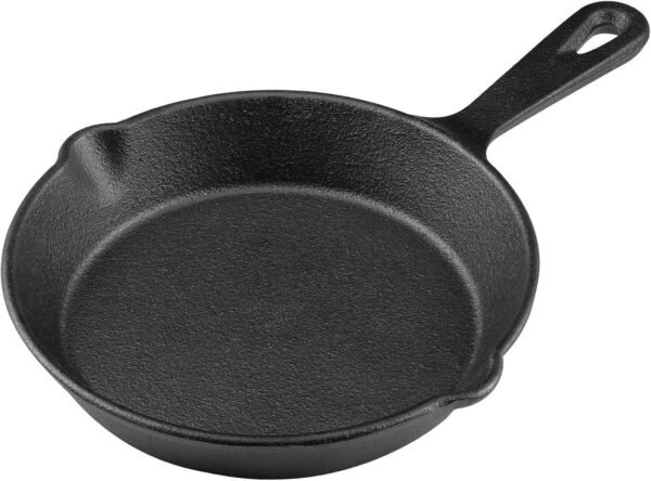 6 Inch Cast Iron Skillet, Frying Pan with Drip-Spouts, Pre-seasoned Oven Safe Cookware, Camping Indoor and Outdoor Cooking, Grill Safe, Restaurant Chef Quality - Image 2