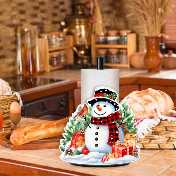 Christmas Paper Towel Holder, Metal Stand Towels Paper Holder for Kitchen, Snowman Countertops Decor, Winter Xmas Decoration for Desktop Farmhouse Rustic Indoor Decor Accessories, Large Stand - Image 6