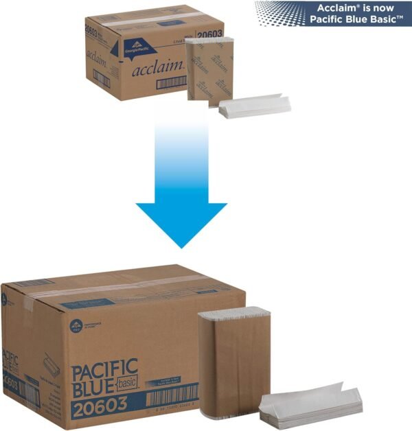 Georgia-Pacific Pacific Blue Basic, C-Fold Paper Towels (previously branded Acclaim) by GP PRO,White,20603,240 towels per pack,10 packs per case - Image 2