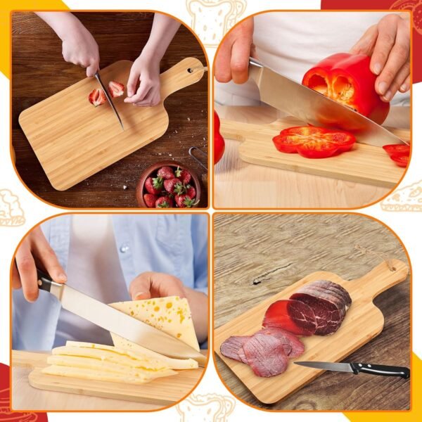 Tanlade 18 Pcs Bamboo Cutting Board 15" x 7" Chopping Board Bulk with Handle Wood Cutting Board Charcuterie Board Engraving Serving Board Kitchen Boards for Wedding Housewarming Gift - Image 3