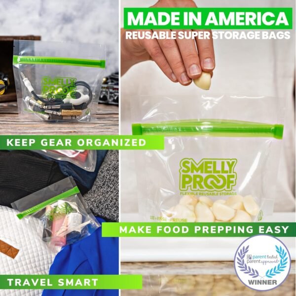 Smelly Proof 25 x Expandable Stand-Up & Fill REUSABLE Food Storage Bags Designed, US Made, PEVA & BPA FREE, Reusable Freezer Bags, Dishwasher-Safe, Clear 3 mils STAND & FILL 4" x 3" - 25pk - Image 3
