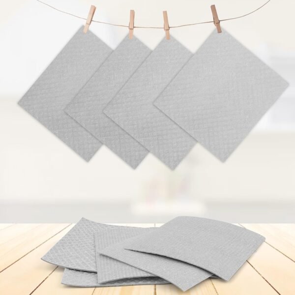 15 Pack Swedish Dishcloths for Kitchen, Ultra Absorbent Swedish Dish Towels for Washing Dishes, Non-Scratch Reusable Paper Towels, Biodegradable Cellulose Sponge Cloths,Gray - Image 7
