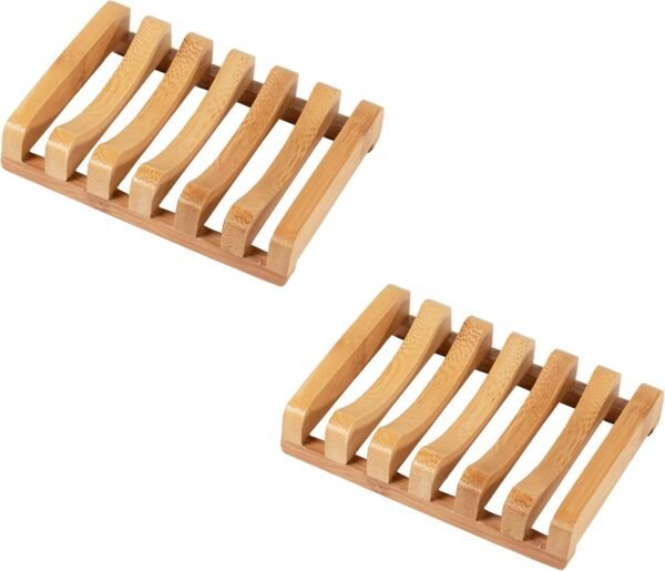 Bamboo Naturals Bamboo Soap Dish for Shower or Sink, 100% Sustainable Bamboo Bar Soap Holder, Stylish Odor Resistant Addition to Bathroom or Kitchen, Pack of 2 - Image 2