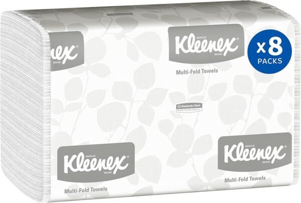 Kleenex® Multifold Paper Towels, Bulk (02046), 1-Ply, 9.2" x 9.4" sheets, White (150 Sheets/Pack, 8 Packs/Case, 1,200 Sheets/Case)