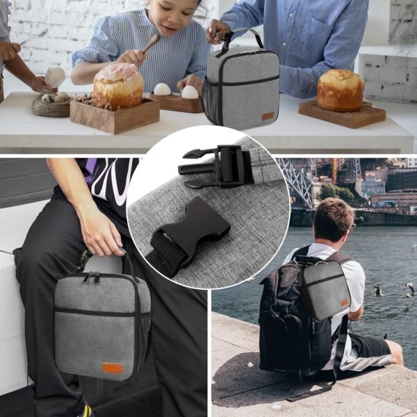 Femuar Lunch Box for Men Women Adults, Small Lunchbox for Work Picnic - Reusable Lunch bag Portable Lunch tote, Grey - Image 6