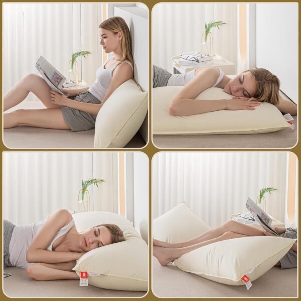 Goose Down Body Pillow, Firm Body Pillows for Sleeping, Large Long Bed Pillow for Adults Side Sleepers, Breathable Full Body Pillow for Bed with 100% Organic Cotton Downproof Shell (White 20" X 60") - Image 6