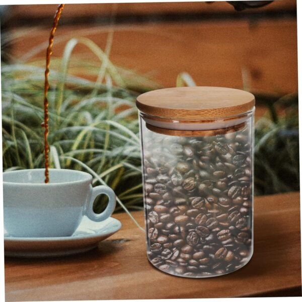 3pcs Airtight Reusable Coffee Beans Espresso Coffee Jar Food Storage Containers Jam Jars Machine Pouches Garbage Can Caramel Café En Grain Hatch Coffee Clean Storage Basket Wooden - Image 3