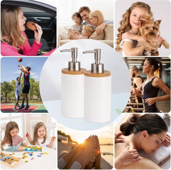 Qivine Ceramic Soap Dispenser, 13Oz White Soap Dispenser Bathroom Decorative, Liquid White Ceramic Soap Dispenser for Countertops, Modern Bathroom Hand Soap Dispenser for Countertop - Image 8