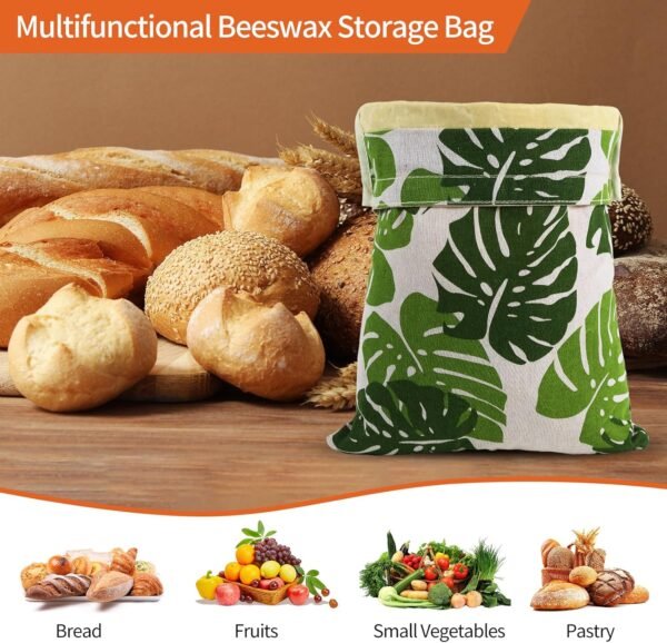 Reusable Beeswax Bread Bags 2 pcs,Sourdough Bread Bags for handmade bread,XL Beeswax Bread Bag,Cotton Linen Bread Bags to keep fresh,Bread Storage Bags - Image 5