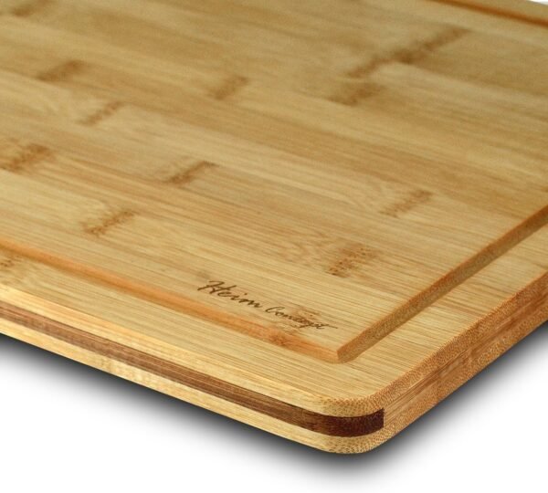 Heim Concept Organic Bamboo Cutting Boards for Kitchen Extra Large Chopping Board with Juicy Groove Perfect for Meat, Vegetables, Fruits, Cheese (18x12x3/4) - Image 3