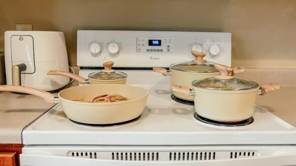 MAISON ARTS Kitchen Cookware Sets Nonstick, 12 Piece Pots and Pans Set Granite Cooking Set for Induction, Stovetop, Beige - Image 7