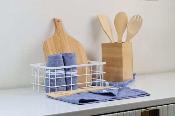 LANE LINEN Kitchen Towels Set - 100% Pure Cotton Dish Towels for Kitchen, Super Absorbent Kitchen Hand Towel, Blue Tea Towels, Soft & Durable Dish Cloths, Pack of 6 – 15”x25”, Blue Chambray - Image 4
