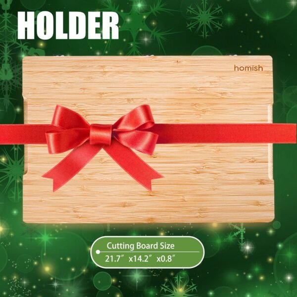 Non Glue Non Toxic Bamboo Cutting Board for Kitchen Serving,Extra Large Wood Chopping Board Set for Meat Fruit and Cheese Butcher Block,Pure Bamboo Oiled,Deluxe Packing,Truly GLUE FREE Non Plastic XL - Image 2