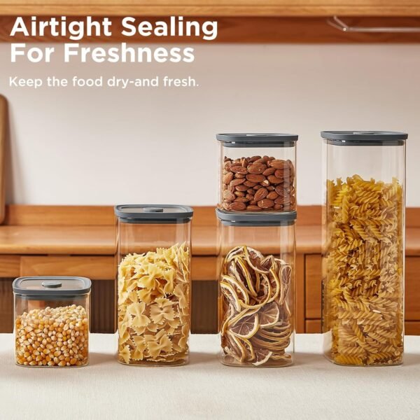 Square Glass Food Storage Jars with Lids[Set of 5], Perfect for Pasta, Cookies, Nuts, Coffee, Cereal, Flour,Organize Your Kitchen with these BPA-Free Glass Jars with Silicone Lids - Image 8