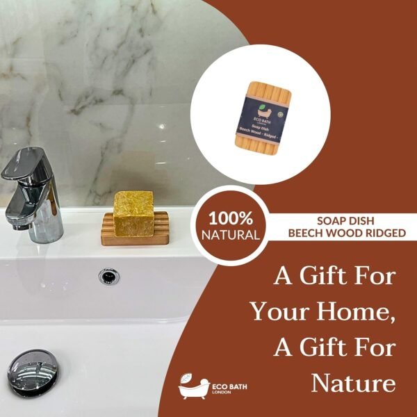 Beech Wood Ridged Soap Dish - Natural Wooden Soap Dish Holder for Bathroom, Eco-Friendly Bar Soap Holde - Image 7