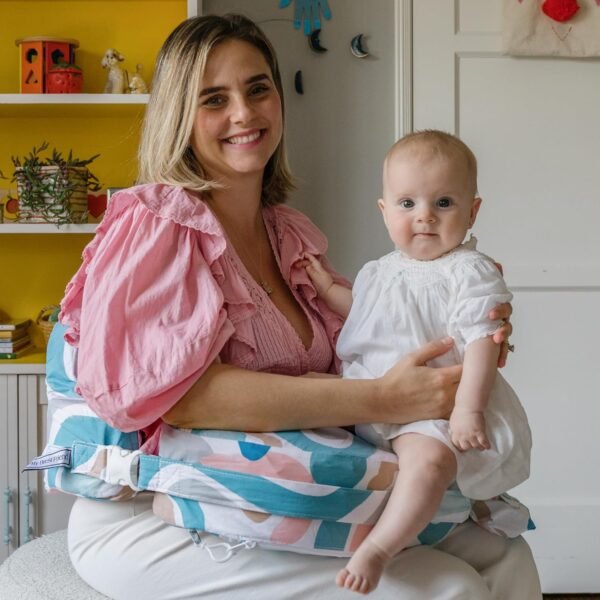 My Brest Friend Organic Cotton Super Deluxe Nursing Pillow - Enhanced Comfort & Ergonomic Breastfeeding Pillow - Ultimate Support For Mom & Baby - Adjustable with Handy Side Pocket, Modern Art - Image 6