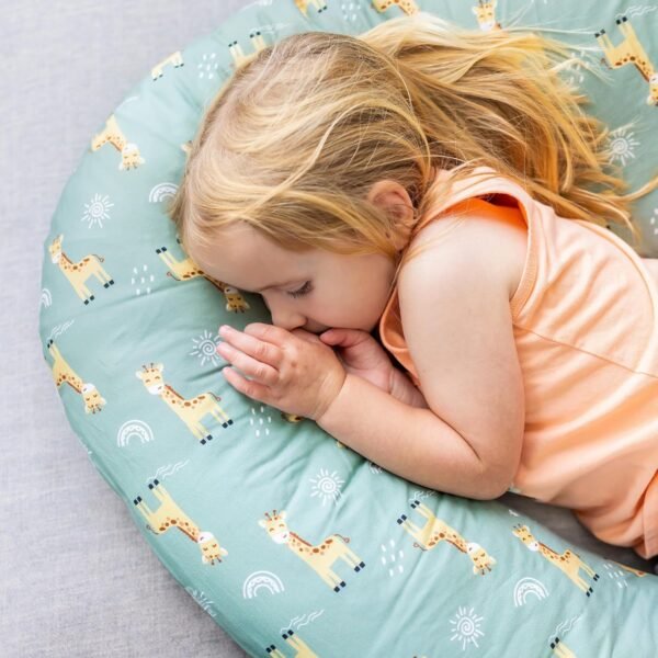 100% Organic Cotton Toddler Body Pillow, Hypoallergenic Kids Body Pillow for Sleeping or Lounging. Body Pillow for Kids with Machine Washable Cover. (Green/Giraffe) - Image 4