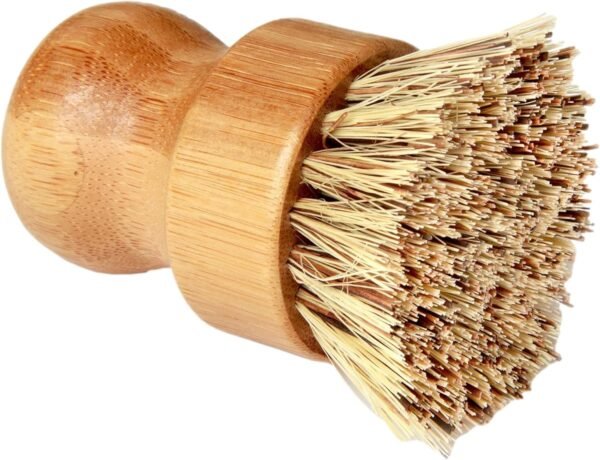 Heritage Products Cast Iron Scrub Brush, Palm Brush Kitchen Dish Scrubber with Natural Bamboo Wood Handle and Densely Packed Nylon Bristles Protects Nonstick Cast Iron Seasoning During Dishwashing - Image 2