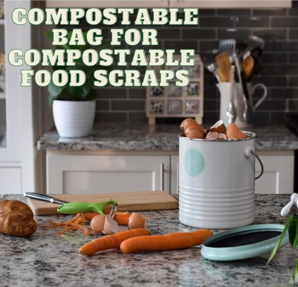 Compost Bags1.3 Gallon, 50 Compostable Trash Bags, Biodegradable, Compostable Bags, Small Compost Bags for Countertop Bin, Bio Composting Bags, Compost Bin Bags, Green Trash Bags, Food Scrap Bags (50) - Image 3
